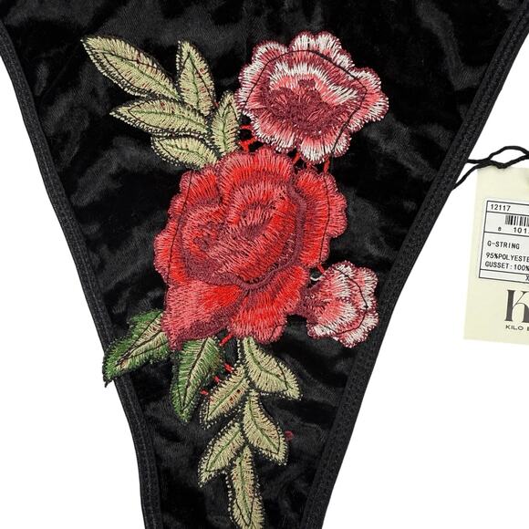 NWT KILO BRAVA Floral Crushed Velvet Low Rise G-String Sz XL - Picture 7 of 9